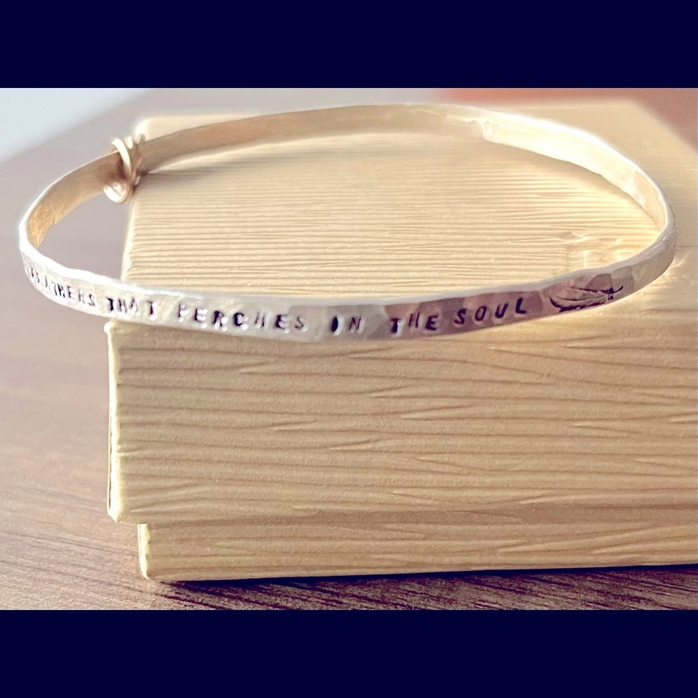 Handmade silver & gold bangle bracelet by Chocolate&Steel Emily Dickinson poetry